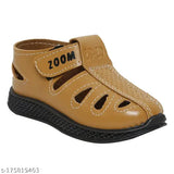 Tan sandal with velcro straps, suitable for children