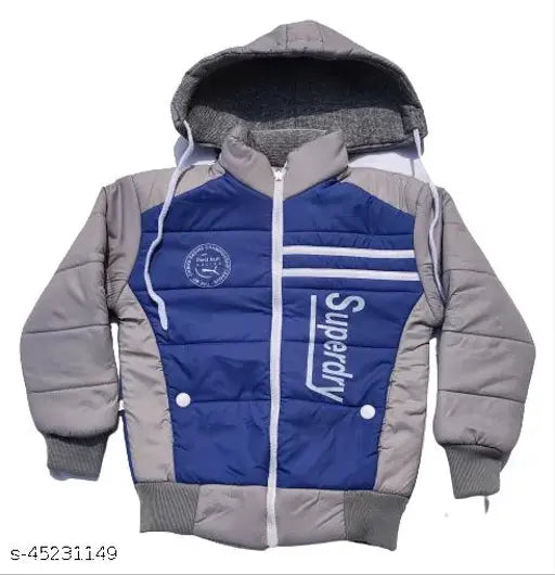 Boys aqua blue nylon jacket pack, colorblocked & waterproof for ages 0-12 years, India origin