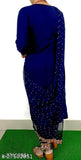 Navy blue dupatta, long kurta and pants set