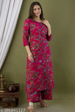 Rayon printed kurta with Palazzo set, three-quarter sleeves, 100% rayon fabric for women, India origin