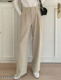 Brown linen wide-leg trousers