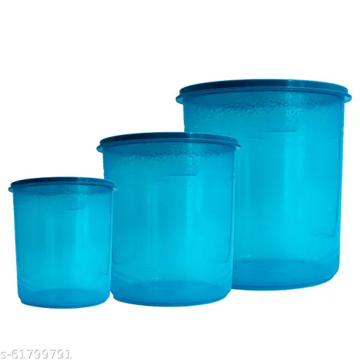 Pack of 6 multipurpose grocery containers, plastic, home kitchen use, blue, red, 12L, 7L, 4L