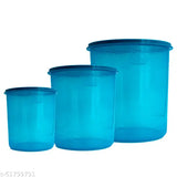 Pack of 6 multipurpose grocery containers, plastic, home kitchen use, blue, red, 12L, 7L, 4L