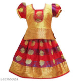 Cotton Silk Kids' Madhura Pattu Lehenga Choli with waist belt, floral pattern, suitable for festivals and parties