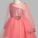 Dusty rose embellished net dress for toddlers, perfect for summer parties #girlsfashion #toddlerdress #birthdaydress #kidsclothing