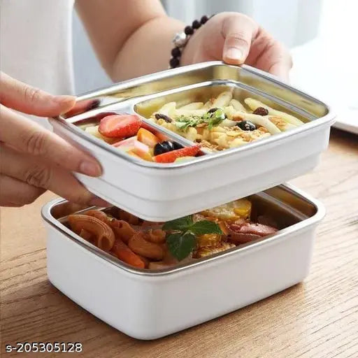 2 Layer Insulated Lunch Box Stainless Steel Wooden Style lid