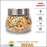 Oval-shaped glass jars in a set of 8, each with a rustproof silver steel lid, suitable for spices, honey, jam, dried fruits, and more