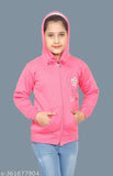 Pink solid casual jacket for girls