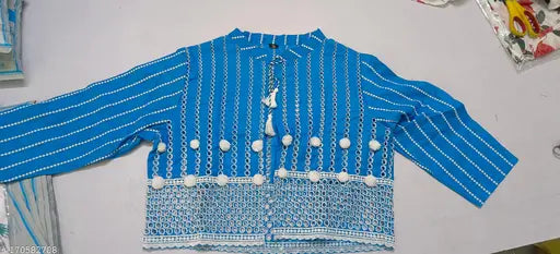Rayon Abhisarika Pretty Kurti Jacket, embroidered with PC cotton, three-quarter sleeves, size S (36in bust, 42in length)