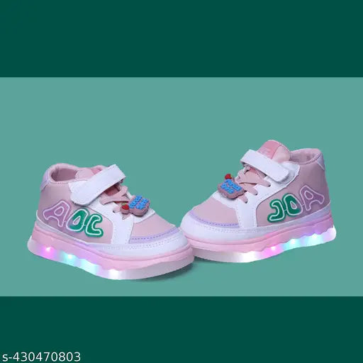 Children's new unisex shoes with LED lights and pink soles