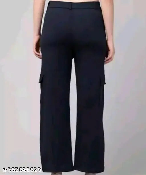 Black high-waisted pants with elastic waistband