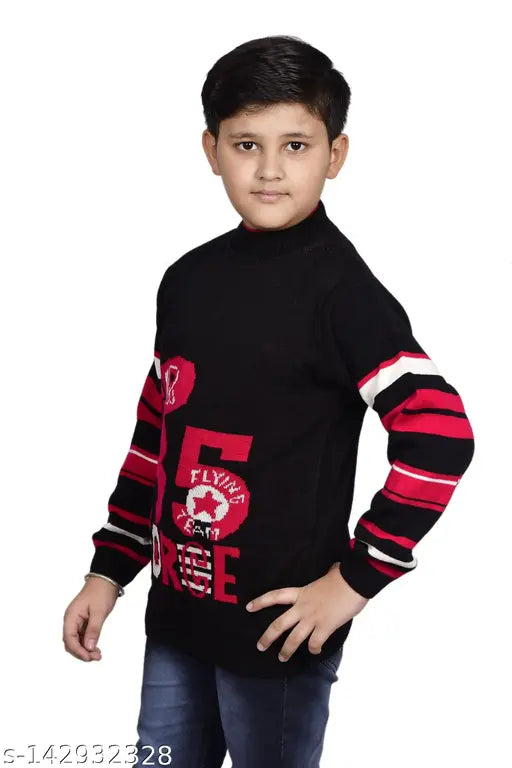 Woolen printed full sleeve sweater for boys (8-11 years), Indian handcrafted