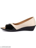 Stylish multicolor synthetic leather bellies for women (CREAM) - slip-on ballerinas on fashion show display