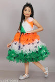 Tricolor frock with ruffled skirt, patriotic theme, special occasions attire