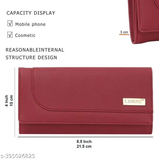 Fashionable faux leather clutch wallet with multiple card slots, suitable for a variety of fashion styles