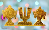 Metal Tirupati Balaji Shankh Chakra Namah Vishnu Decorative Showpiece. Indian Vastu-compliant, positive vibes home or office decor. Size: 10.5x5x1cm