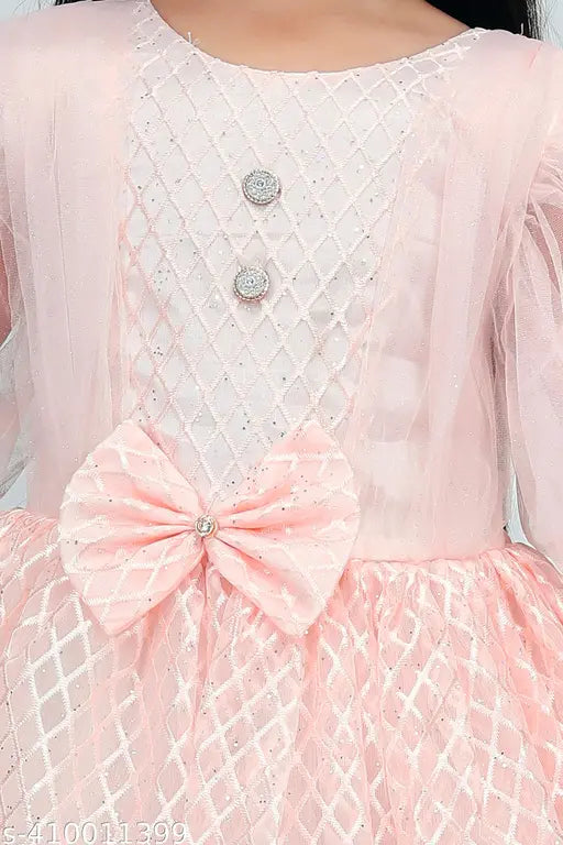 Pink lace dress with ribbon bow on front