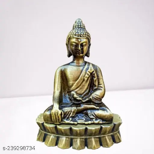 Brass Buddha statue, meditating Sitting Buddha showpiece for home decor or gifting items, ideal for living room or bedroom