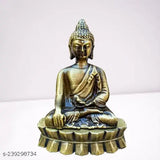 Brass Buddha statue, meditating Sitting Buddha showpiece for home decor or gifting items, ideal for living room or bedroom