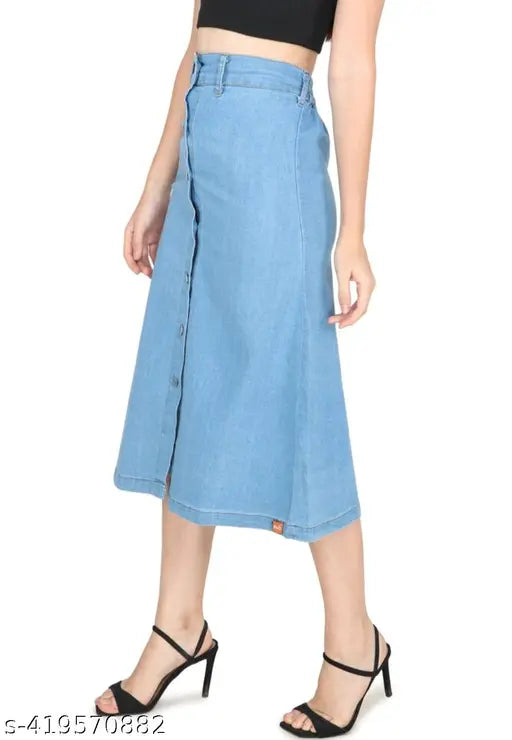 Light blue denim skirt for women