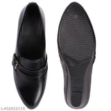 Black Velcro side slip-on office shoes, cushioned footbed and stylish party wear for women