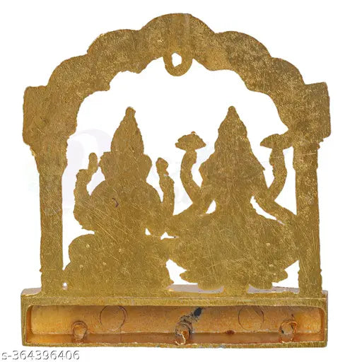 Metal Lord Laxmi Ganesha statue, 8.5cm x 10cm x 7.5cm, traditional Indian home decoration