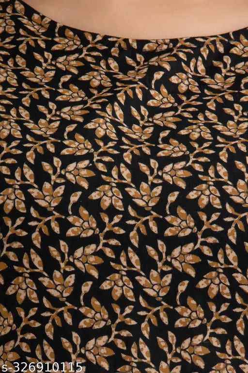 Rayon Anarkali Black-Brown Kurta, 3/4 sleeves, solid & grey patterned, Indian ethnic wear for women (S-6XL)