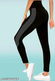 Black, stretchy sports track pants with stripes, size 28-34 inch
