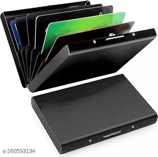 Metal 6-slot wallet, slim, Shivarth brand, fits up to 6 cards, perfect for men's & women's accessories, size 95cm x 65cm x 15cm, Indian origin