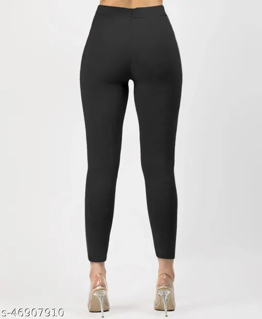 Women's sports and fitness cotton rib 4-way stretched tight jeggings combo pack of 2, ankle length, sizes: 26-34 inches waist (free size)