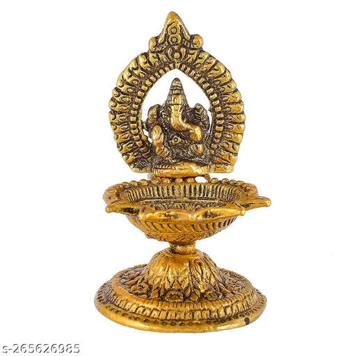 Ganesh diya set with a height of 45 inches, made from aluminum, for home office and temple