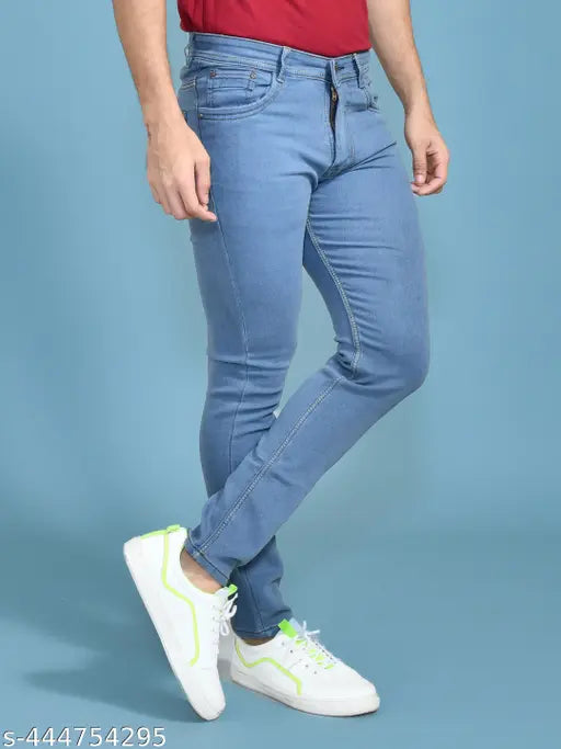 Elegant denim jeans for men, solid pattern, sizes ranging from 28-42 inches