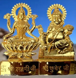 Graceful Metal Laxmi Kuber Idol, gold-plated diwali special, Hindu deities for worship and prosperous home decor