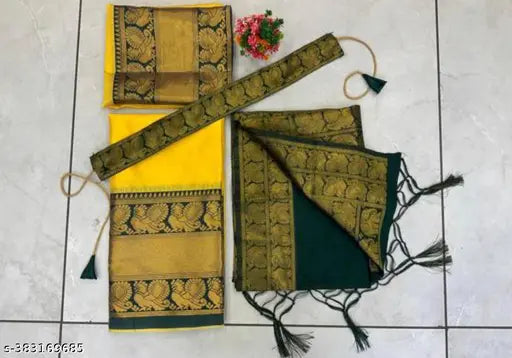Indian silk lehenga choli set for girls, colorblocked and jacquard stitched. Vibrant and elegant ensemble for special occasions