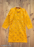 Blue cotton boys kurta with full sequin embroidery mirror work ethnic wear, 1-2 years size