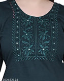 Black wool embroidery a-line kurti for women