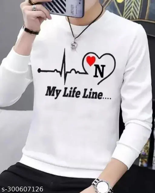 Long sleeve cotton print t-shirt, full sleeves my line N in various sizes S-XXL, made in India