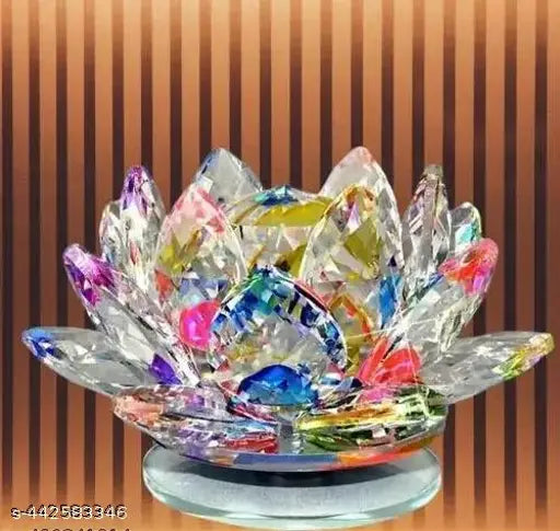 Multi-colored glass crystal lotus for positive energy, wealth, and harmony in Feng Shui decor