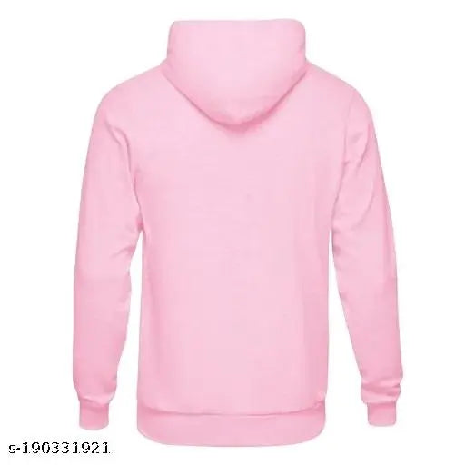 Full Sleeve Solid Kids Pink Plain Hooded Neck