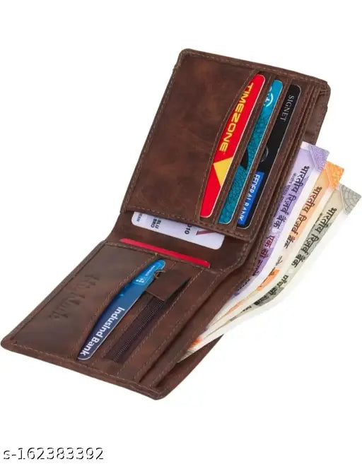 Brown genuine leather formal wallet, 8 card slots by ALSAFAR - sleek and compact men's accessory