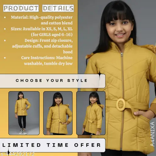 Yellow plaid cotton baby jacket with hood, available in sizes 6-12