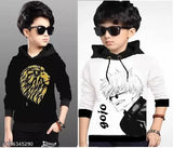 KIDS HOODED NECK PRINT FULL SLEEVES REGULAR FITTED CAUSAL WEAR COTTON T-SHIR