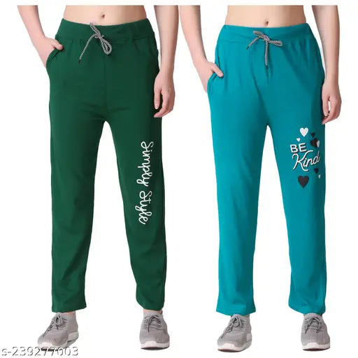 Black, White, and Green women's jogger pants with quotes