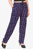 Pink floral cotton stretch pants