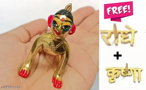 Brass Shree Radha Rani ji God Idol, approximately 130 grams, intricately crafted Indian religious artifact