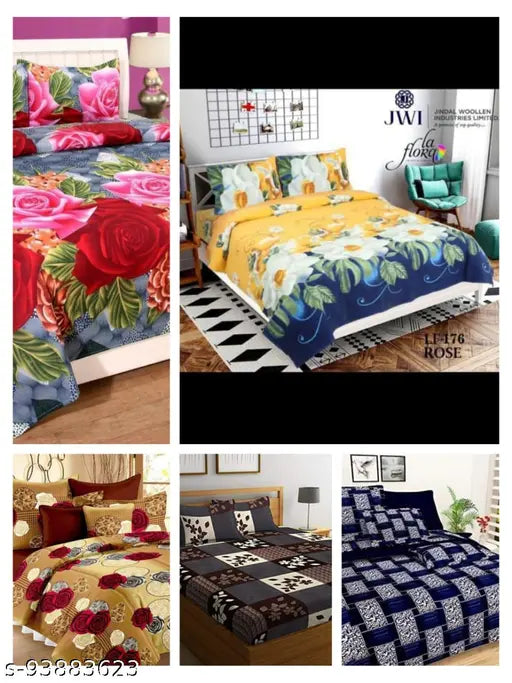 Colorful comforter set, 2 queen size, floral patterns, 5-piece ensemble, luxury linens