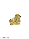 Yellow brass NANDI small size idol, 5x4 cm x 50g, ideal for home office temples and worshiping Maha Dev Nandi Ji