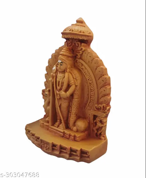 Brown poly resin Shree Murugan statuette for pooja room, office decor - 12cm high