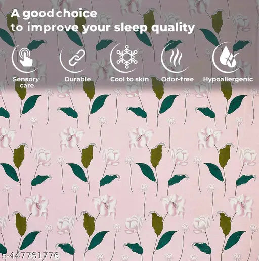 Pink floral cotton sheet, 90x100 inches, 2 pillow covers, soft, comfortable bedding.