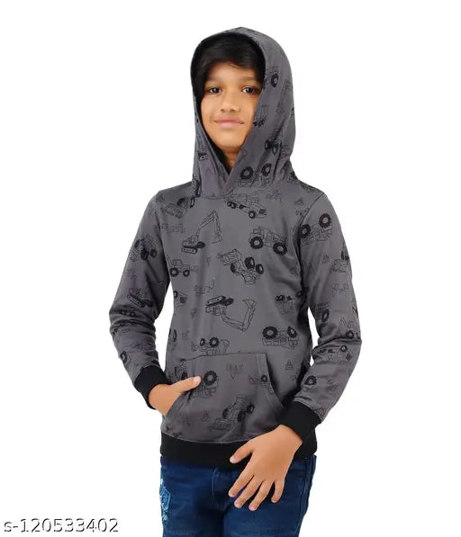 Beavenue Boy's Graphical All-over-printed with kangaroo pouch pull over hoodie